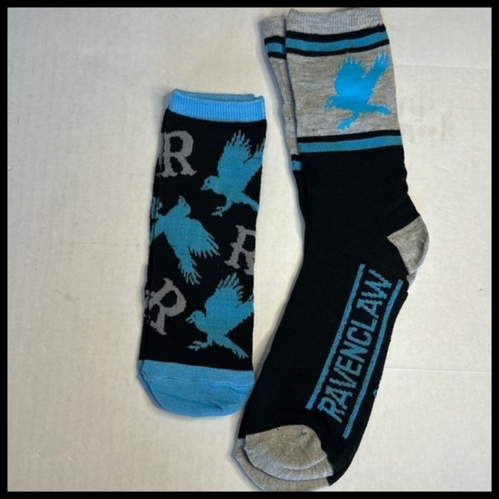 New! Harry Potter RavenClaw Crew/No Show Socks, Black/Blue